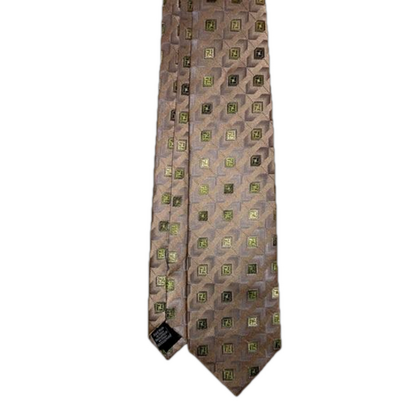 Concepts by Claiborne Men’s Silk Tie Grey Green Geometric Design 58” - Picture 2 of 5